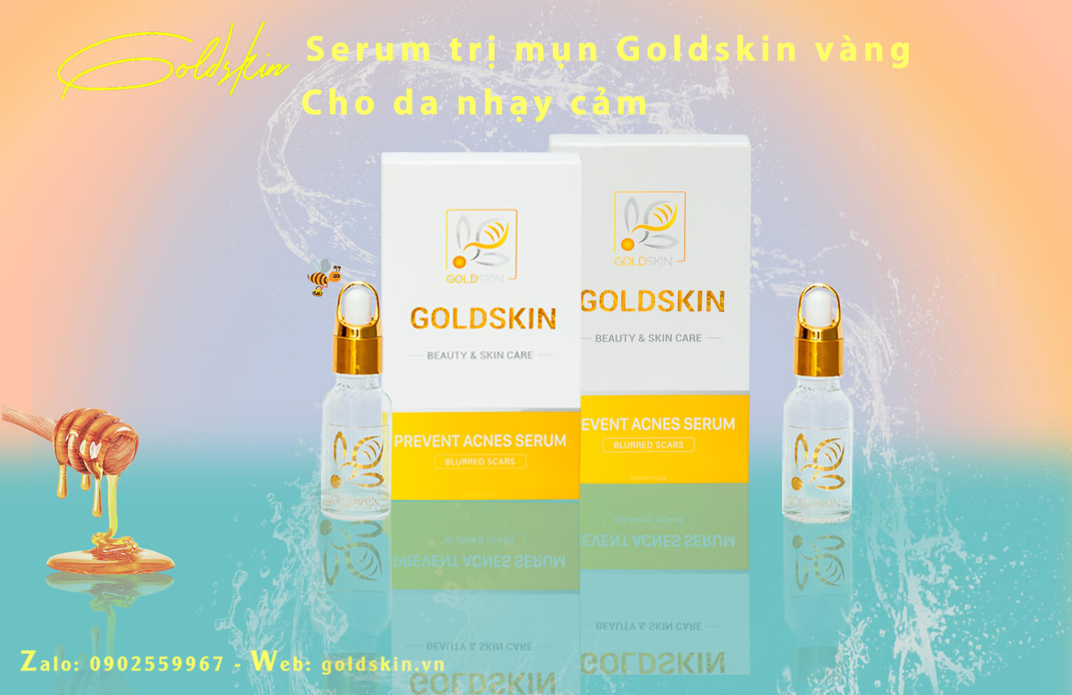 Serum trị mụn Goldskin được chiết xuất hoàn toàn từ thiên nhiên với thành phần chính là Nọc Ong
